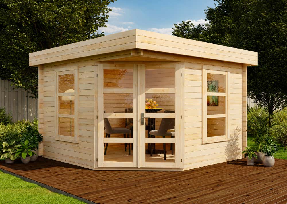 26% Discount! Flachdach Gartenhaus Modell Oregon-40